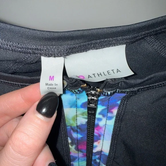 🟡🟡Athleta Floral Zip Up Rash Guard - Picture 3 of 4